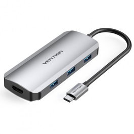 Vention TOFHB Docking USB Tipo-C con Puerto HDMI, 3 USB, USB-C y USB-C PD para Carga - Hub y Adaptador